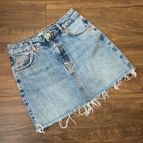 Topshop Moto Fray Bottom Denim Skirt - Picture 3 of 5